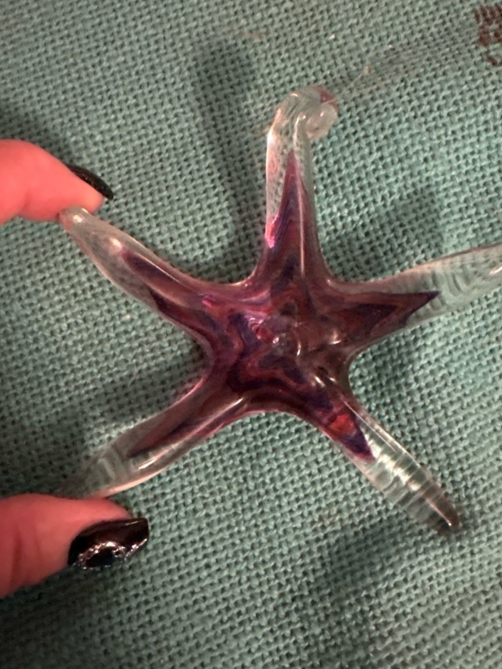 Glass Starfish in Clear with Purple Swirl